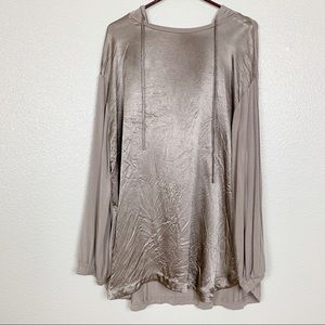 Sejour Grey Mixed Media Hoodie 1X